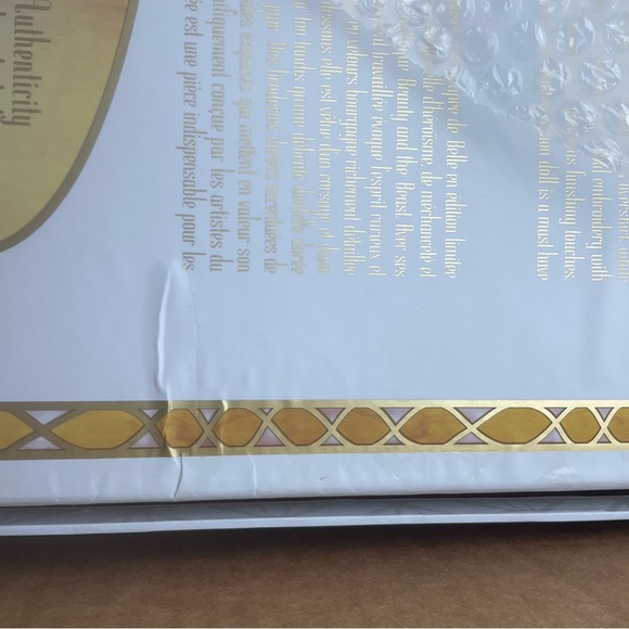 DISNEY BEAUTY AND THE BEAST   RETIRED  ’WINTER BELLE ‘’DOLL tiny damage box back - Picture 5 of 7